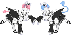 Size: 4096x2031 | Tagged: safe, artist:agdapl, pony, base used, clothes, crossover, duo, maid, ponified, re:zero, signature, simple background, species swap, traditional art, white background