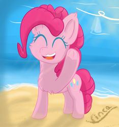 Size: 2669x2847 | Tagged: safe, artist:vinca, pinkie pie, earth pony, pony, g4, beach, female, high res, mare, solo