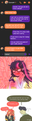 Size: 1000x3750 | Tagged: safe, artist:lzjian79, cranky doodle donkey, sci-twi, sunset shimmer, twilight sparkle, equestria girls, g4, autocorrect, blood, blushing, blushing profusely, chat, implied lesbian, implied nudity, implied sci-twi, implied scitwishimmer, implied shipping, meme, messenger, no pony, nosebleed, open mouth, photo, screaming, send nudes, simple background, speech bubble, sweat, sweatdrop, text, texts from ponies, thinking, this will not end well, twilighting, white background