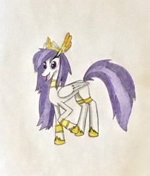 Size: 1736x2034 | Tagged: safe, artist:martialarts2003, oc, oc only, oc:athena (shawn keller), pegasus, pony, guardians of pondonia, concave belly, marker drawing, slender, smiling, solo, thin, traditional art, wings