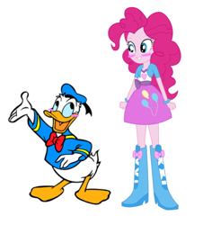 Size: 600x664 | Tagged: safe, pinkie pie, equestria girls, g4, crossover, crossover shipping, donald duck, shipping