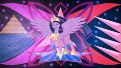 Size: 3840x2160 | Tagged: safe, artist:chrzanek97, artist:laszlvfx, artist:yanoda, edit, twilight sparkle, alicorn, the last problem, crown, ethereal mane, ethereal tail, eyes closed, female, high res, hoof shoes, jewelry, mare, older, older twilight, open mouth, peytral, pointing at self, princess twilight 2.0, raised hoof, regalia, singing, starry mane, starry tail, the magic of friendship grows, twilight sparkle (alicorn), wallpaper, wallpaper edit