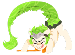Size: 800x586 | Tagged: safe, artist:lavvythejackalope, oc, oc only, earth pony, pony, earth pony oc, eyes closed, face down ass up, genji (overwatch), male, overwatch, simple background, solo, stallion, transparent background