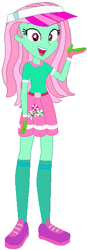 Size: 195x563 | Tagged: safe, artist:selenaede, artist:user15432, minty, human, equestria girls, g3, g4, base used, base:selenaede, belt, clothes, cutie mark, cutie mark on clothes, equestria girls style, equestria girls-ified, g3 to equestria girls, g3 to g4, generation leap, gloves, golf, green dress, green socks, hat, open mouth, purple shoes, shoes, sneakers, socks, solo, sports, sports outfit, sporty style
