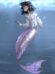 Size: 3000x4000 | Tagged: safe, artist:lili-tti, mermaid, merman, siren, equestria girls, g4, commission, equestria girls-ified, fins, fish tail, jewelry, kellin quinn, male, necklace, scales, sleeping with sirens, solo, underwater