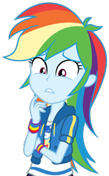 Size: 1888x3028 | Tagged: safe, artist:sketchmcreations, rainbow dash, dashing through the mall, equestria girls, equestria girls specials, g4, my little pony equestria girls: better together, my little pony equestria girls: holidays unwrapped, clothes, concerned, female, frown, geode of super speed, high res, hoodie, magical geodes, simple background, solo, transparent background, vector