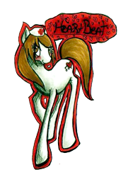 Size: 389x538 | Tagged: safe, artist:supah-panda, oc, oc only, oc:heartbeat, earth pony, pony, female, hat, mare, nurse hat, simple background, solo, transparent background
