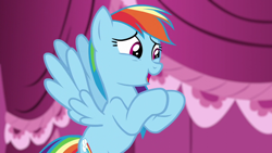 Size: 1920x1080 | Tagged: safe, screencap, rainbow dash, pegasus, pony, g4, the saddle row review, female, mare, open mouth, solo