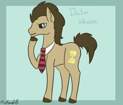 Size: 1750x1500 | Tagged: safe, artist:misskanabelle, doctor whooves, time turner, earth pony, pony, g4, abstract background, male, necktie, raised hoof, signature, solo, stallion, thinking