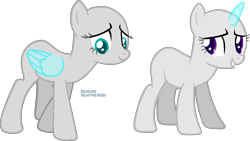 Size: 1265x713 | Tagged: safe, artist:eisabases, oc, oc only, pegasus, pony, unicorn, bald, base, duo, eyelashes, female, horn, mare, pegasus oc, simple background, smiling, transparent background, unicorn oc