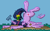 Size: 800x500 | Tagged: safe, artist:themisto97, twilight sparkle, alicorn, pony, g4, accident, crash, crashlight, dirt, epic fail, faceplant, fail, feather, female, flower, flying, majestic as fuck, mud, pixel art, pixelated, solo, spread wings, twilight sparkle (alicorn), twilight sparkle is not amused, unamused, underhoof, wings