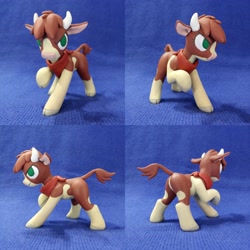Size: 2160x2160 | Tagged: safe, artist:lef-fa, arizona (tfh), cow, them's fightin' herds, bandana, cloven hooves, community related, craft, female, figurine, high res, no pupils, photo, raised hoof, sculpture, solo, traditional art