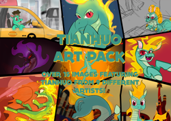 Size: 1200x850 | Tagged: safe, tianhuo (tfh), dragon, hybrid, longma, art pack:tianhuo art pack, them's fightin' herds, alternate color palette, art pack, art pack cover, colored sketch, community related, looking at you, scaled underbelly