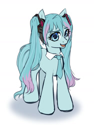 Size: 1280x1699 | Tagged: safe, artist:tigra0118, kotobukiya, pony, anime, digital art, female, hatsune miku, kotobukiya hatsune miku pony, ponified, simple background, solo, vocaloid, white background