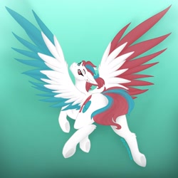 Size: 2048x2048 | Tagged: safe, artist:lunathemoongod, oc, oc only, pegasus, pony, colored wings, heterochromia, high res, not zipp storm, simple background, solo, wings