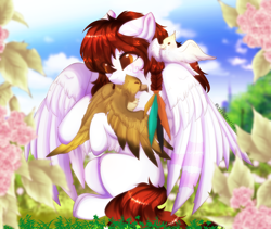 Size: 4000x3368 | Tagged: safe, artist:krissstudios, oc, oc only, bird, pegasus, pony, female, flower, high res, mare, solo