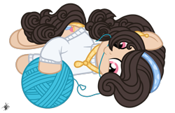Size: 1429x921 | Tagged: safe, artist:princessmoonsilver, oc, oc only, pony, female, lying down, mare, prone, simple background, solo, transparent background, yarn, yarn ball