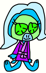 Size: 664x1038 | Tagged: safe, artist:sugarbugjewelpet, trixie, dragon, g4, 1000 hours in ms paint, bathrobe, clothes, cucumber, dragoness, dragonified, female, food, mud mask, robe, solo, spa, species swap, trixiedragon