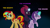 Size: 3840x2160 | Tagged: safe, artist:ejlightning007arts, fizzlepop berrytwist, starlight glimmer, sunset shimmer, tempest shadow, pony, unicorn, g4, badass, butt, clothes, counterparts, female, glowing horn, high res, horn, looking back, mare, plot, raised hoof, reformed villain, scarf, trio, twilight's counterparts, wallpaper