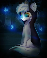 Size: 1582x1950 | Tagged: safe, artist:janelearts, oc, oc only, butterfly, earth pony, pony, cloak, clothes, female, mare, solo, tongue out