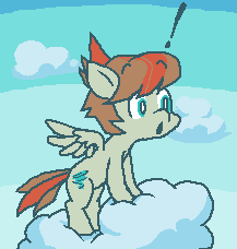 Size: 217x228 | Tagged: safe, artist:gorby, oc, oc only, pegasus, pony, cloud, pixel art, solo, surprised