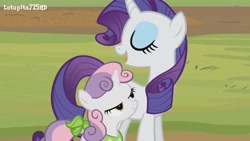 Size: 1280x720 | Tagged: safe, editor:rarity vrymer collective, screencap, rarity, sweetie belle, g4, sisterhooves social, eyes closed, female, half-closed eyes, letupita725hd, mid-blink screencap