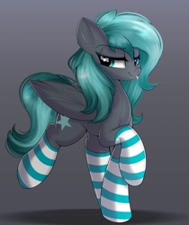 Size: 1661x1974 | Tagged: safe, artist:janelearts, oc, oc only, pegasus, pony, clothes, female, mare, socks, solo, striped socks