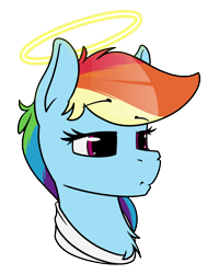 Size: 3840x4800 | Tagged: safe, artist:dacaoo, rainbow dash, angel, pegasus, pony, g4, halo, head only, neck fluff, simple background, solo, transparent background