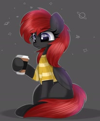 Size: 1574x1906 | Tagged: safe, artist:janelearts, oc, oc only, pegasus, pony, clothes, coffee cup, cup, female, mare, shirt, solo