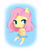 Size: 1296x1579 | Tagged: safe, artist:misssqueorge, part of a set, fluttershy, anthro, unguligrade anthro, g4, ambiguous facial structure, blushing, chibi, clothes, colored pupils, cute, finger, kneesocks, looking sideways, shyabetes, skirt, smiling, socks, solo, sweater, sweatershy