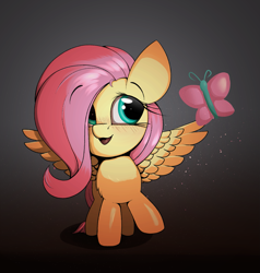 Size: 1903x2000 | Tagged: safe, artist:luxsimx, fluttershy, butterfly, pegasus, pony, g4, blushing, chest fluff, cute, daaaaaaaaaaaw, female, filly, filly fluttershy, shyabetes, solo, younger