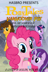 Size: 800x1200 | Tagged: safe, artist:ianandart-back-up, cheese sandwich, pinkie pie, starlight glimmer, twilight sparkle, series:pony tales, g4, cover art, dvd, dvd cover, fake, parody of a parody, veggietales