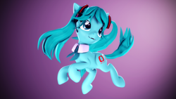 Size: 3840x2160 | Tagged: safe, artist:psfmer, kotobukiya, earth pony, pony, 3d, anime, bowtie, collar, female, gradient background, hatsune miku, headphones, high res, kotobukiya hatsune miku pony, looking up, mare, microphone, pigtails, ponified, revamped ponies, simple background, smiling, solo, source filmmaker, vocaloid