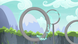 Size: 1280x720 | Tagged: safe, screencap, g4, the washouts (episode), background, electricity, jewelry, mountain, no pony, ring, scenic ponyville