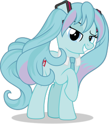Size: 4379x4964 | Tagged: safe, artist:starcollider, kotobukiya, earth pony, pony, .svg available, absurd resolution, anime, base used, female, gritted teeth, hatsune miku, kotobukiya hatsune miku pony, lidded eyes, mare, ponified, raised hoof, show accurate, simple background, solo, transparent background, vector, vocaloid