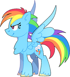 Size: 2048x2249 | Tagged: safe, artist:rohans-ponies, rainbow dash, pegasus, pony, g4, chest fluff, female, high res, looking forward, mare, simple background, smiling, smirk, solo, spread wings, standing, transparent background, unshorn fetlocks, wings