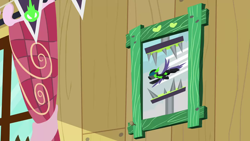 Size: 1280x720 | Tagged: safe, screencap, rolling thunder, g4, season 8, the washouts (episode), background, clubhouse, crusaders clubhouse, crushinator jaws of smashalot, curtains, liminal space, no pony, picture frame, scenic ponyville, the washouts, window
