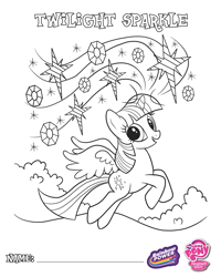 Size: 1500x1875 | Tagged: safe, twilight sparkle, alicorn, pony, g4, official, bush, coloring page, female, gem, mare, my little pony logo, rainbow power, twilight sparkle (alicorn)