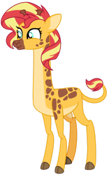 Size: 1024x1636 | Tagged: safe, artist:emeraldblast63, sunset shimmer, giraffe, g4, female, giraffied, quadrupedal, simple background, solo, species swap, transparent background