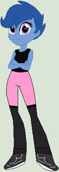 Size: 153x447 | Tagged: safe, artist:jadeharmony, archer (character), scootablue, equestria girls, g4, crossed arms, equestria girls-ified, exeron fighters, green background, martial arts kids, martial arts kids outfit, simple background