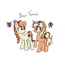 Size: 1417x1417 | Tagged: safe, artist:smilesupsidedown, oc, oc only, pony, unicorn, base used, bow, braid, braided tail, duo, female, hair bow, horn, mare, raised hoof, simple background, transparent background, twins, unicorn oc