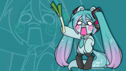 Size: 1920x1080 | Tagged: safe, artist:techycutie, kotobukiya, earth pony, pony, animated, anime, bipedal, clothes, cute, female, gif, hatsune miku, headphones, ievan polkka, kotobukiya hatsune miku pony, leek, mare, meme, necktie, open mouth, ponified, race swap, raised hoof, shirt, simple background, socks, solo, sparkles, stockings, thigh highs, vocaloid