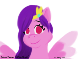 Size: 800x600 | Tagged: safe, artist:rockhoppr3, pipp petals, pegasus, pony, g5, crown, jewelry, lineless, red eyes, red-eyed pipp, regalia, simple background, solo, transparent background