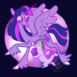 Size: 2048x2048 | Tagged: safe, artist:mossmule, spike, twilight sparkle, alicorn, dragon, pony, g4, high res, twilight sparkle (alicorn)