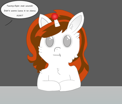Size: 2000x1715 | Tagged: safe, artist:eminent entropy, derpibooru exclusive, oc, oc only, oc:winter, pony, unicorn, ball, blind, detroit: become human, dialogue, horn, hornball, implied death, implied murder, meme, ponified, ponified meme, solo, text