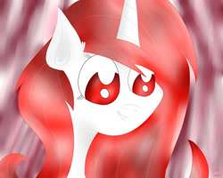Size: 960x768 | Tagged: safe, artist:sisterofblood, oc, oc only, oc:nightmare blood, pony, ear fluff, female, heart, looking down, mare, red eyes, smiling, solo