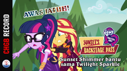 Size: 1920x1080 | Tagged: safe, edit, edited screencap, screencap, sci-twi, sunset shimmer, twilight sparkle, equestria girls, equestria girls specials, g4, my little pony equestria girls: better together, my little pony equestria girls: sunset's backstage pass, chgb record, female, forest, indonesian, lesbian, ship:sci-twishimmer, ship:sunsetsparkle, shipping, youtube thumbnail