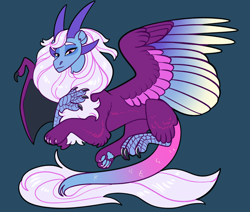 Size: 2600x2200 | Tagged: safe, artist:loryska, oc, oc only, draconequus, hybrid, female, high res, interspecies offspring, offspring, parent:discord, parent:twilight sparkle, parents:discolight, simple background, solo