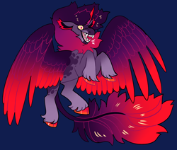 Size: 2600x2200 | Tagged: safe, artist:loryska, oc, oc only, alicorn, pony, colored wings, fangs, gradient wings, high res, male, neck fluff, offspring, parent:king sombra, parent:twilight sparkle, parents:twibra, simple background, solo, stallion, wings