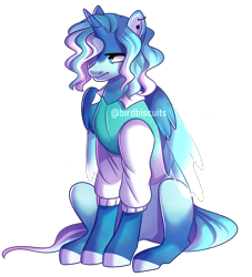 Size: 1196x1320 | Tagged: safe, artist:birdbiscuits, oc, oc only, oc:lapis, alicorn, pony, clothes, simple background, sitting, solo, transparent background